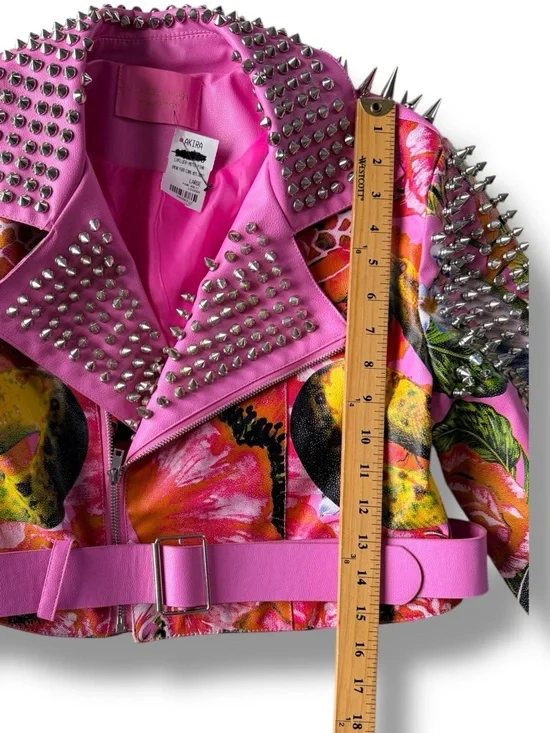 Azalea Wang Spring Fever Floral Moto Jacket NWT Size Large - Picture 10 of 11